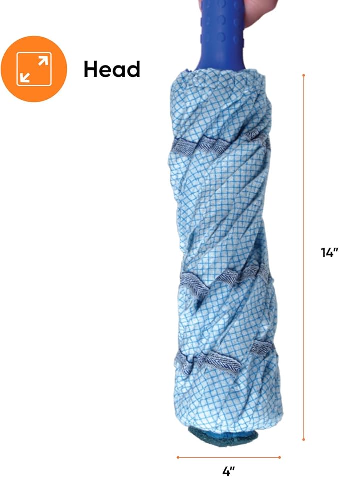 Superio String Cotton Mop for Hardwood Floors, Self-Wringing, Heavy-Duty Commercial/Industrial Use with Aluminum Handle – Blue, 2 Pack