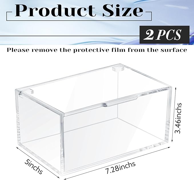 Maitys 2 Pcs Acrylic Laundry Dryer Sheet Holder Clear Dryer Sheets Dispenser Container with Lid for Laundry Room Organization - Fabric Softener Sheets Storage Box for Home, Transparent(Classic Style)
