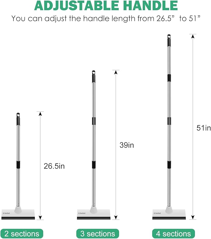 SetSail Toilet Brush and Plunger Set, Toilet Plungers for Bathroom Heavy Duty Toilet Bowl Brush and Holder+Floor Scrub Brush with 51In Long Adjustable Handle 2 in1 Scrape Brush for Shower Bathroom Tub