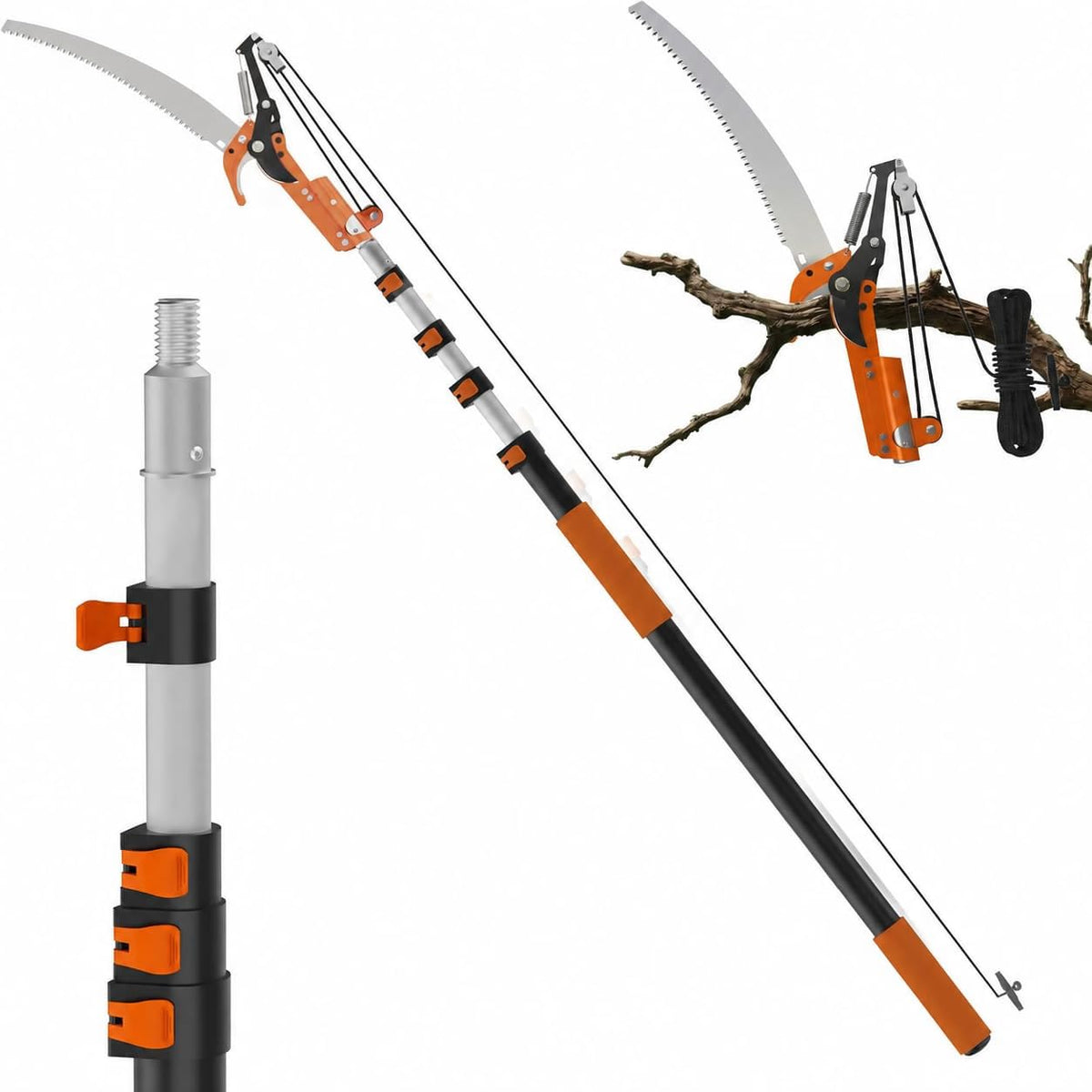 26FT Reach Manual Pole Saw, Extendable Tree Trimming Pruner - Image 1