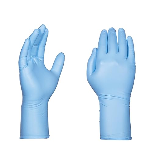HD Medical Blue NitrileGloves - 8 mil, 12 inches Long, Latex Free, Powder Free, Textured, Disposable, Non-Sterile, XLarge,GPNHD68100-BX, Box of 50