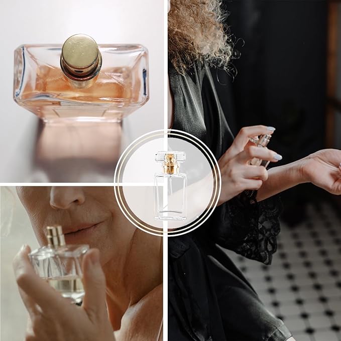 Empty Refillable 16PCS 30ml Glass Clear Travel Perfume Spray Atomizer Container With Fine Mist Pump Dispenser (Square)