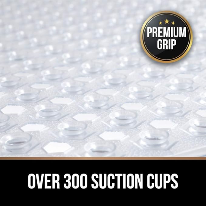 Gorilla Grip Bath Tub Mat and Shower Mat, Both Black, Bath Mat 35x15 Size, and Shower Mat 21x21 Size, 2 Item Bundle