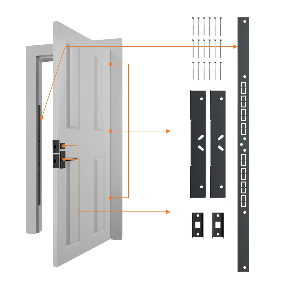 5 Pieces Door Frame Reinforcement Kit, Anti Kick Strike in Door - Image 1