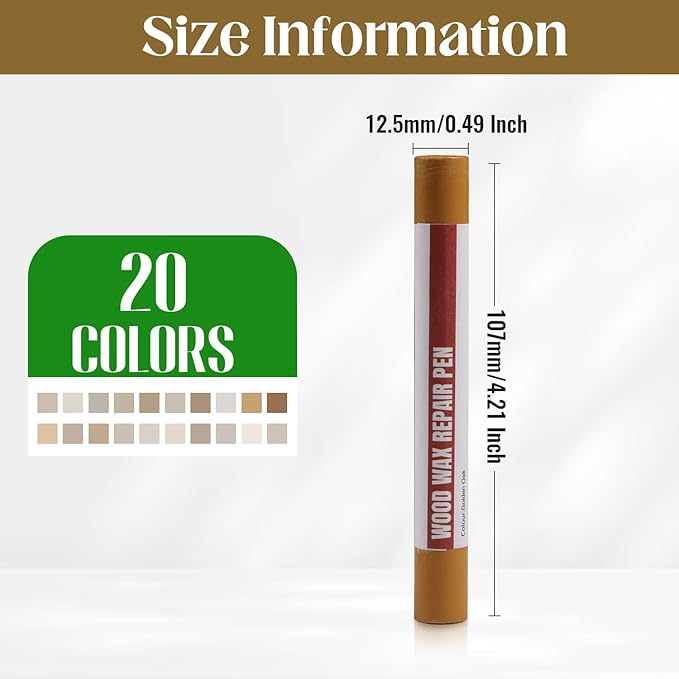 Wood Filler Sticks, 20 Colors Wood Repair Wax Crayons with Scraper, Wood Touch Up Markers for Repairing Scratches, Cracks, Holes in Cabinets, Floors, Tables and Doors[Common Series]