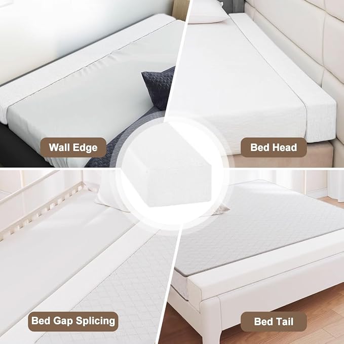 Bed Gap Filler,High-Density Bed Crack Filler with Removable Cover,Mattress Extender for Headboard Gap,Spacer Filler Between Mattress and Wall,Bed Wedge Gap Filler,Full Size,rice-white,78"x6"x6"