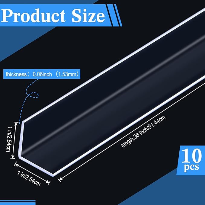 Sasylvia 10 Pcs Wall Corner Protector Guards, Avoid Scratching Scuffs, 1 x 36 Inches Vinyl Corner Trim Molding, Ease Install & Cleaning for Door Countertop Furniture Cabinet Protection, Clear