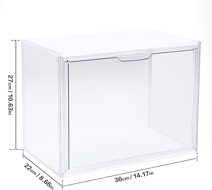 Clear Acrylic Display Case with Light, Dustproof Stackable Showcase for Collectibles, Figures, Shoes, Toys & Jewelry - Plastic Storage Bins Support Voice Control Lighting