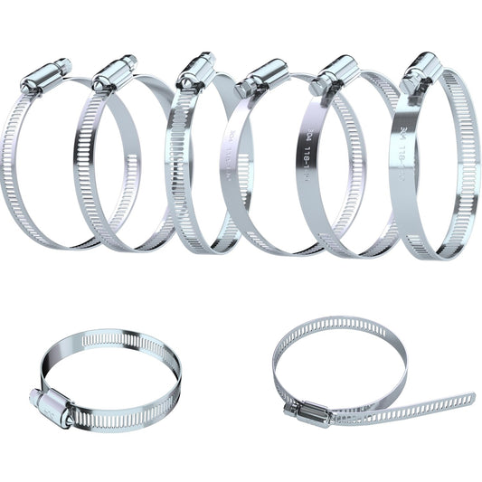 6 Pcs 4 Inch Stainless Steel Hose Clamps - Adjustable Worm - Image 1