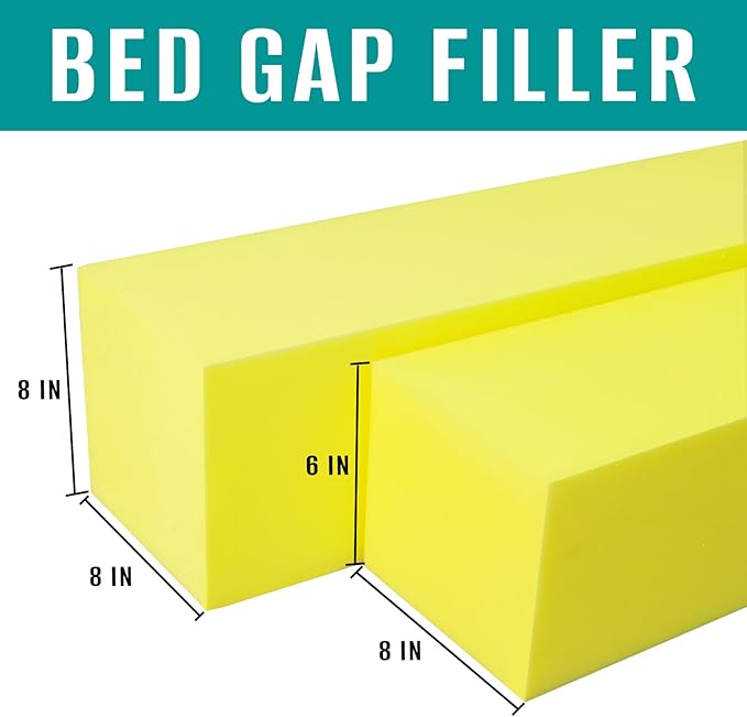 Bed Gap Filler, High Density Foam Mattress Extender for Headboard/Wall Gaps,2-Meter Extra Long Cut-to-Fit Yellow Foam Sponge Strip (78''x8''x8'')