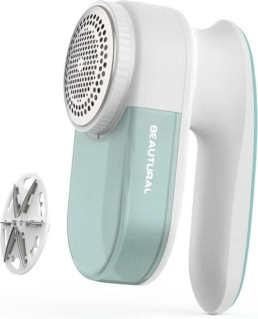 BEAUTURAL Fabric Shaver and Lint Remover, Rechargeable Electric Sweater Shaver with 2 Speeds, 6 Leaf Blades, Portable Pilling Remover for Clothes, Furniture, Blankets