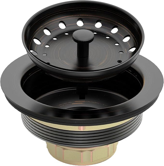 3-1/2 Inch Kitchen Sink Drain with Strainer Stopper Drain Assembly Removable Basket Strainer Plug fit Standard Sink Drain Hole, Stainless Steel Oil Rubbed Bronze