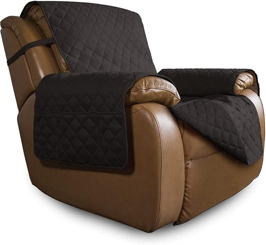 Easy-Going Oversized Recliner Chair Cover Reversible Sofa Cover Water Resistant Couch Cover Furniture Protector with Elastic Straps for Pets Kids Dog Cat (Oversized Recliner, Chocolate/Chocolate)