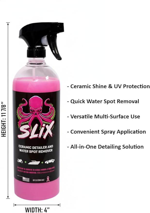 Car and Boat Ceramic Detailing Spray | Hard Water Spot Remover | Surface Cleaner | Car, Boat, Marine ATV/UTV and Motorcycle Wax | Professional Grade Detailer | 32 FL Oz