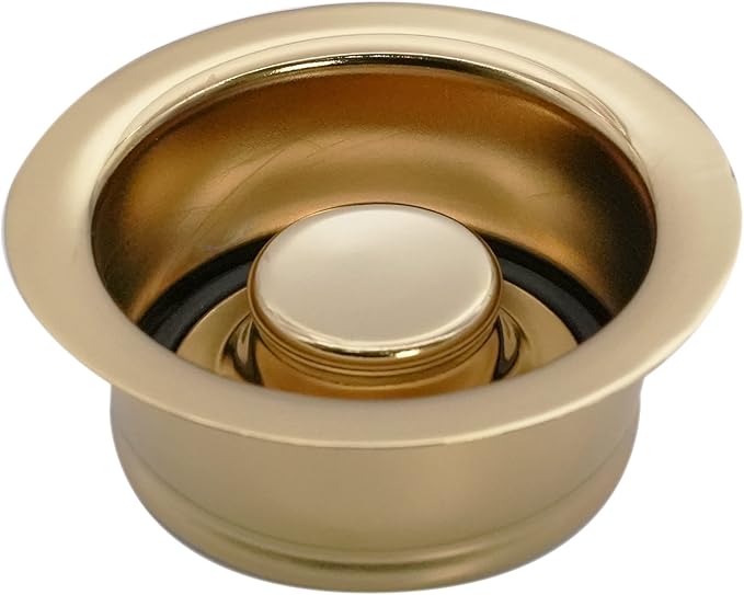 Westbrass D2165-01 Post Style Large Kitchen Basket Strainer with Waste Disposal Flange and Stopper, Polished Brass