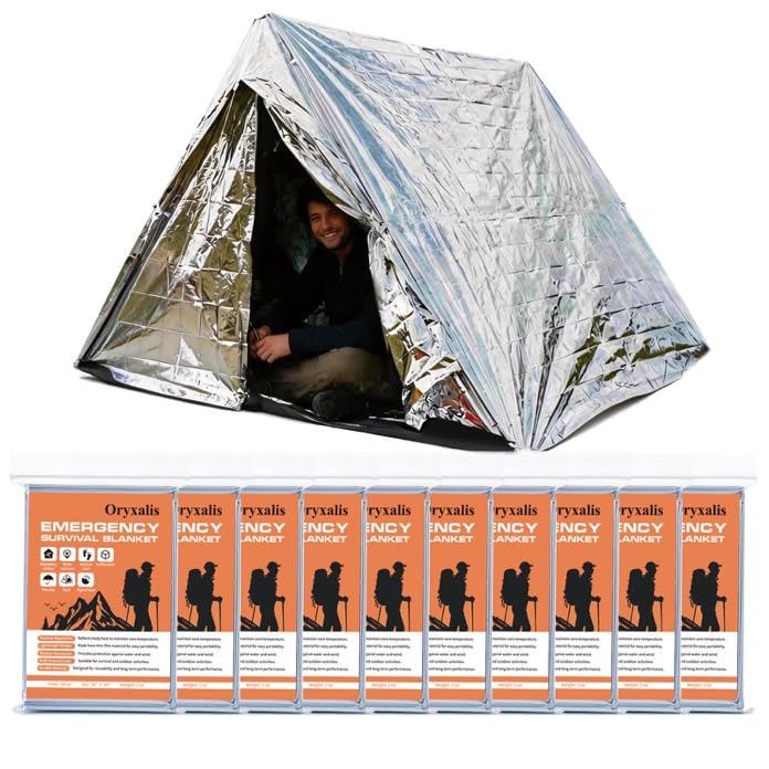 Emergency Mylar Thermal Blankets, 10-Pack Silver Space - Image 1