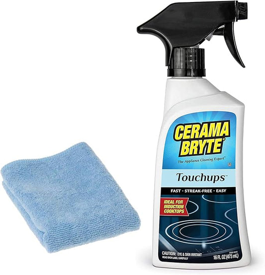 Cerama Bryte Touchups Spray (16 oz) Glass Ceramic Cooktop Cleaner With Microfiber Cloth