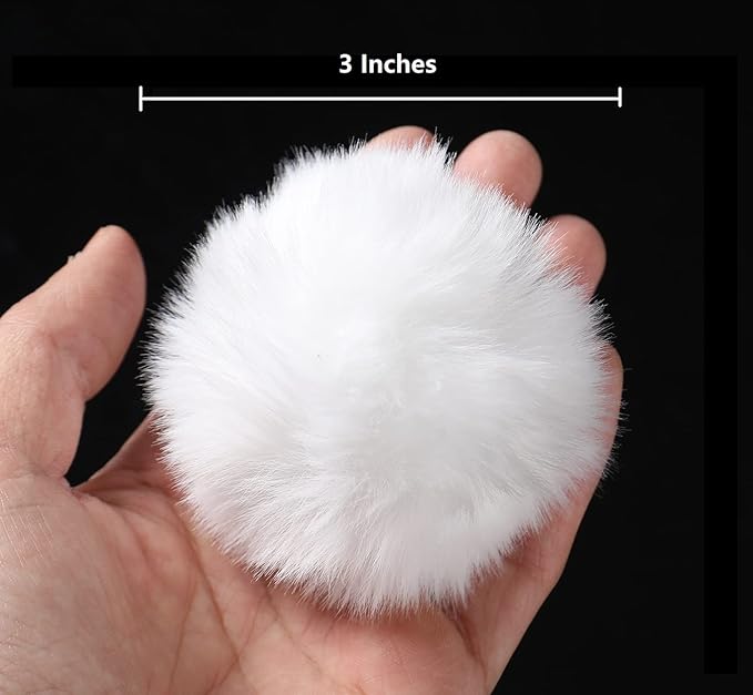 Craft Pom Pom Balls,Large White Poms Costume Accessory, Pom pom Balls for Arts and DIY Creative Crafts Decorations,White,3 Inches,20 Pieces.