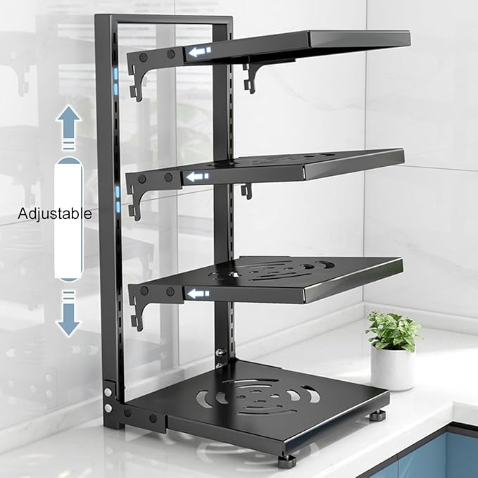 Pots and Pans Organizer for Cabinet Black Adjustable 3 Tier Pot Organizer Rack Under Sink or Floating Shelf Heavy Duty Kitchen Storage Organizers Pot Lid Organizer