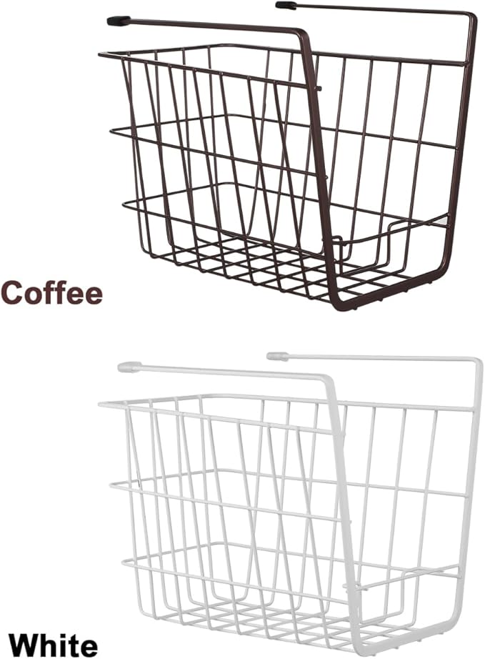 PRETYZOOM 2 Pack Under Shelf Basket, Under Cabinet Hanging Metal Wire Storage Basket, Space-Saving Storage Solution for Kitchen, Bathroom, Bookshelf, Office, Desk (10x6.5x8 inch)