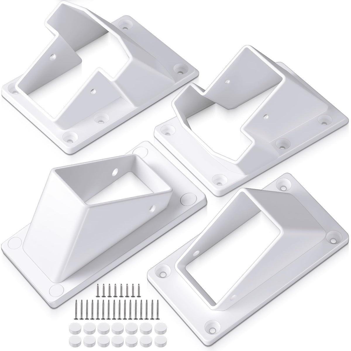 4 Pcs Vinyl Fence Brackets 2" X 3.5" Classic with Screws - Image 1