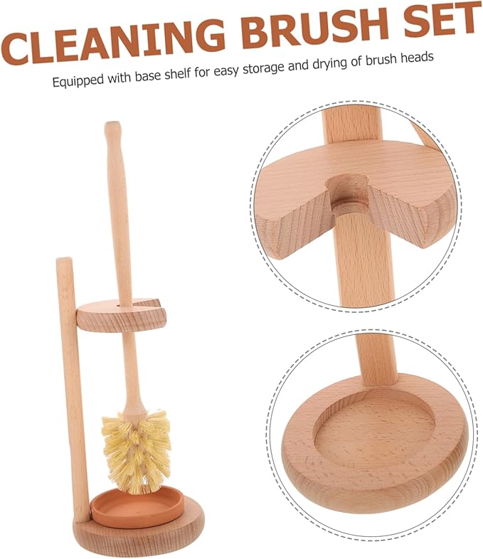 Beaupretty 1set Toilet Brush with Handle and Base Bathroom Scrubber for Deep Compact and Lightweight Design Removal for Toilets and Bathroom