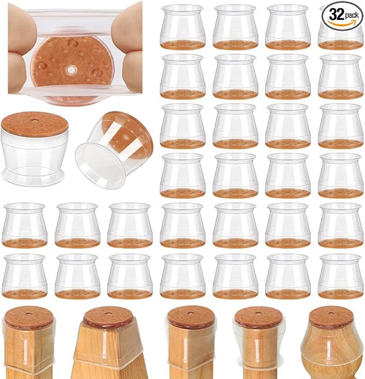 32 Pcs VIUME Chair Leg Floor Protectors for Hardwood Floors Silicone Covers to Protect Wood Tile Floors Scratches Felt Pads Furniture Leg Caps Reduce Noise (Fit:1.3"-2")