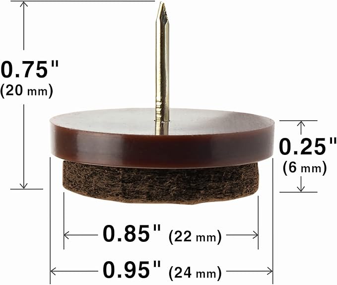Nail-on Felt Pads X-PROTECTOR 40 PCS - 0.95" Felt Furniture Pads - Brown Chair Leg Floor Protectors - Nail in Furniture Pads for Furniture Legs - The Best Felt Chair Pads for Hardwood Floors (24mm)!