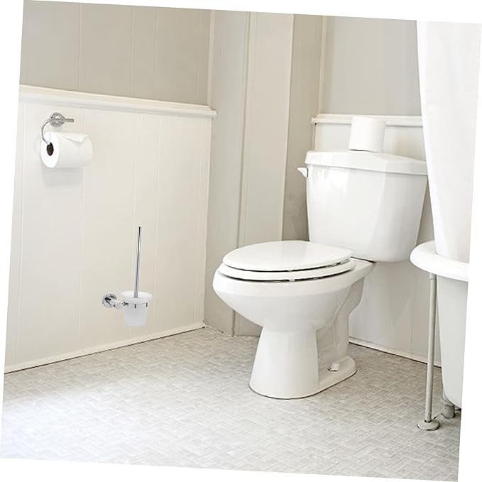 VOSAREA Toilet Brush and Holder Set Stainless Steel Bathroom Cleaning Brush Home Essentials Cleaning Tools