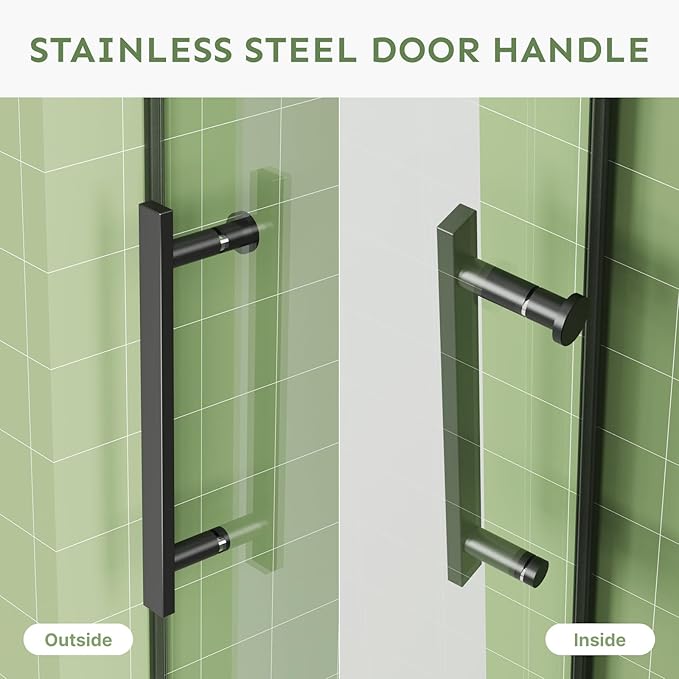 30" Wx72 H Frameless Reversible Pivot Shower Door, 1/4" Clear SGCC Tempered Glass, 304 Stainless Steel Hardware, Water Protection Seal Stripes Plus Glass-Fixing Aluminum Stripe