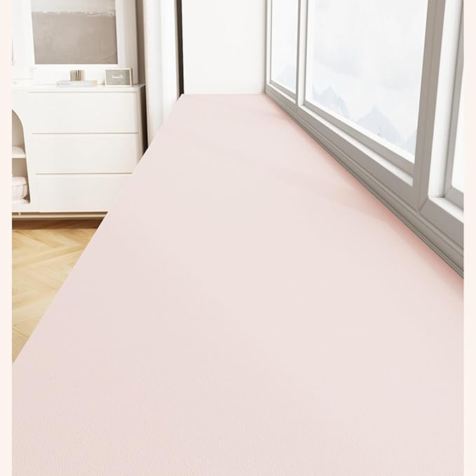 Window Sill Cushion Pad - Narrow Adjustable & Waterproof Window Seat Mat for Bay Windows, Absorbent Dust-Proof Liner with Non-Slip Backing,Cut-to-Fit (Pink, 114''x4'')