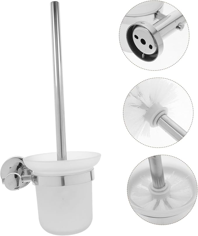 GLEAVI Stainless Steel Toilet Brush Set Wall Mount Brush Long Handle Home Cleaning Essential