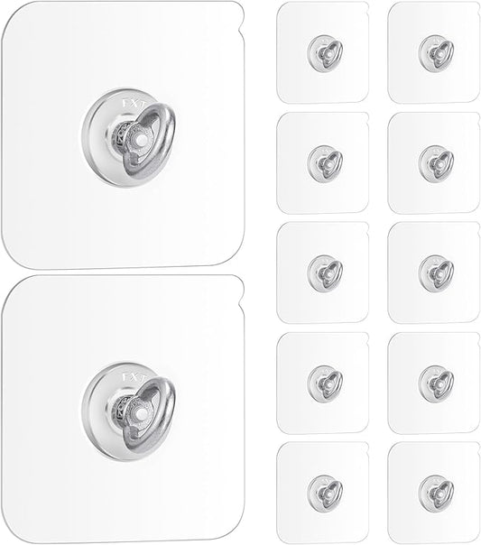 12 Pcs Heavy Duty Adhesive Ceiling Hooks Ceiling Wall Christmas Hooks Hangers Without Nails Practical Stainless Steel Waterproof for Indoor Outdoor Home Office Kitchen Hanging Plant