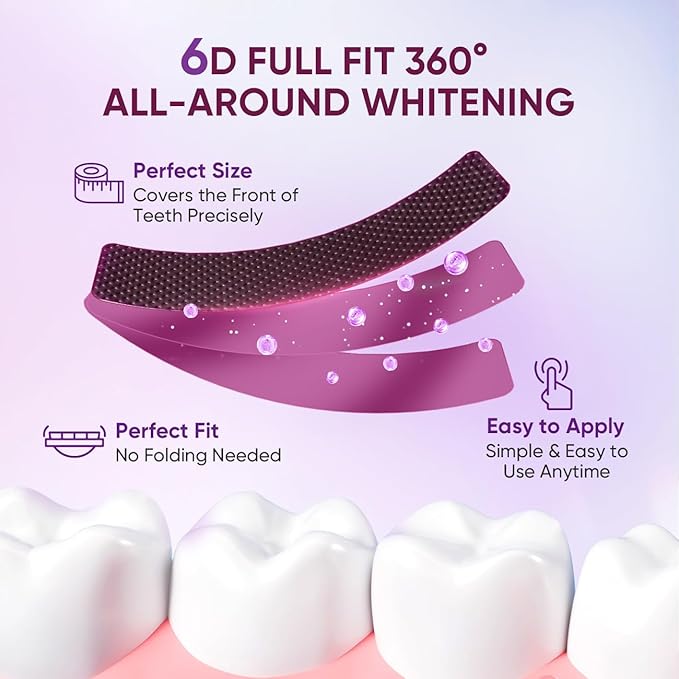 Purple Teeth Whitening Strips, Color Correcting White Kit, Peroxide-Free with Hydroxyapatite, Express & Professional Strips, Enamel Safe for Sensitive Teeth, Tooth Stain Remover (28 Strips)