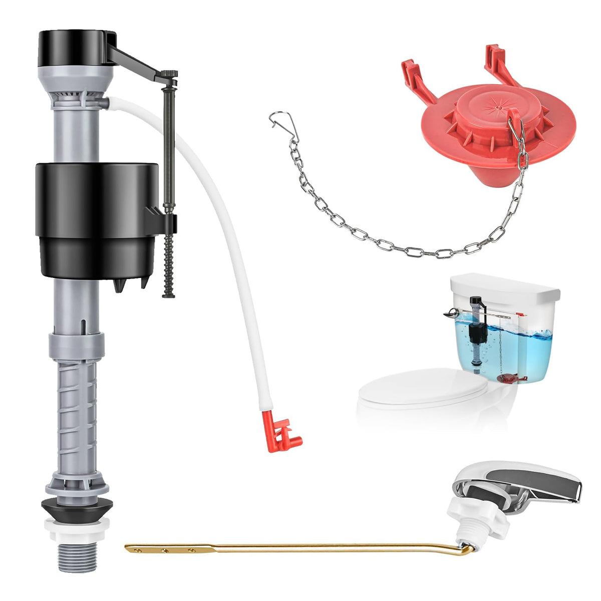 Toilet Repair Kit with Adjustable Fill Valve, 2-in Flapper - Image 1
