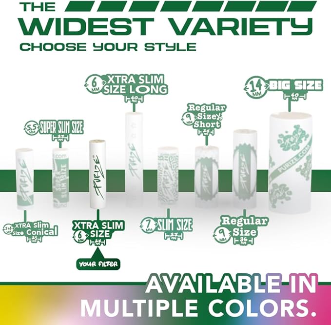 PURIZE® - Activated Charcoal Filter 100 Pieces Pack Xtra Slim Size 5.9mm in a resealable Storage Bag - 100 Colorful filtertips with Ceramic caps for Improved Airflow - Tips Ideal for longpapers