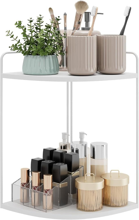Bathroom Counter Organizer,Countertop Organizer,Vanity Organizers,Bathroom Storage,Bathroom Sink Caddy,Counter Shelf,Corner Counter,Corner Shelves(White)