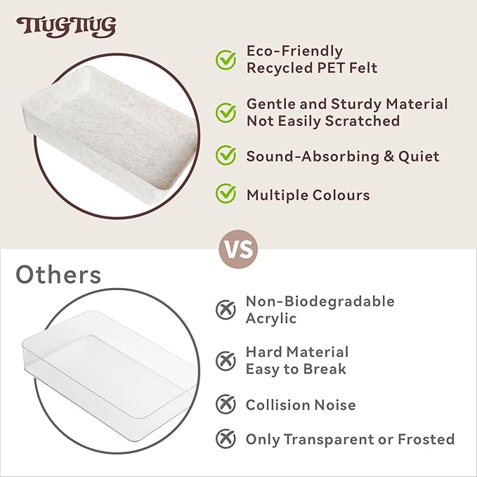 8-Piece Felt Drawer Organizer Set in 4-Sizes, Made from Eco-Friendly Material for Vanity, Makeup, Desk, Office, Kitchen, and Nightstand, Oatmeal