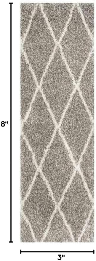 SAFAVIEH Hudson Shag Collection Runner Rug - 2'3" x 8', Grey & Ivory, Modern Trellis Design, Non-Shedding & Easy Care, 2-inch Thick Ideal for High Traffic Areas in Living Room, Bedroom (SGH281B)