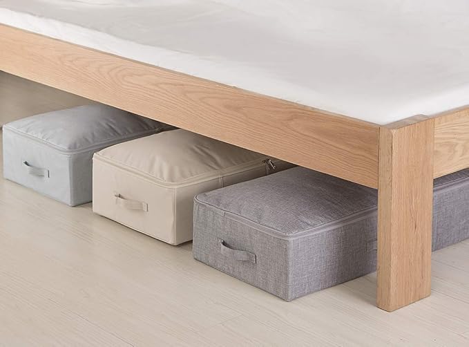 iwill CREATE PRO Folding Breathable Underbed Storage Bins with Lids, Wardrobe Closet Clothing Blanket, Shoes, Toys Organizer Containers, Dark Gray, Pack of 2