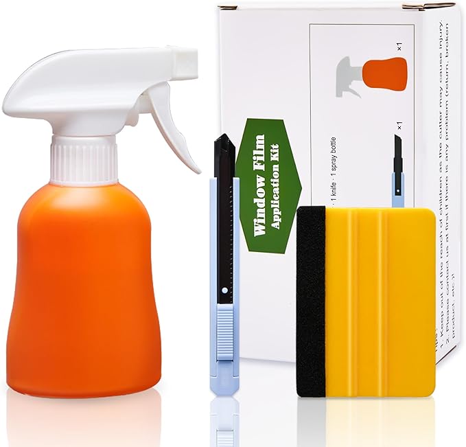 Coavas Window Tint Kit, 3 Pcs Easy to Apply Window Film & Car Glass Window Tinting Tool, Vinyl Wrap Set includes Squeegee, Utility Knife, Spray Bottle
