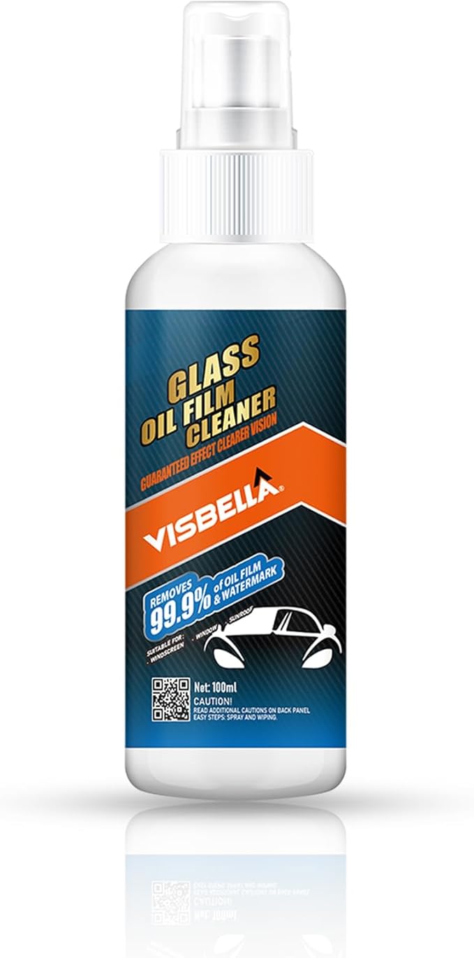 Oil Film Cleaner Spray, Car Windshield Wiper Fluid Liquid, Clear Vision Auto Windows & Rear-view Mirror, Watermark Spot Remover for Glass Surfaces, Automotive Rain Repellent Tool 3.38FL.OZ.