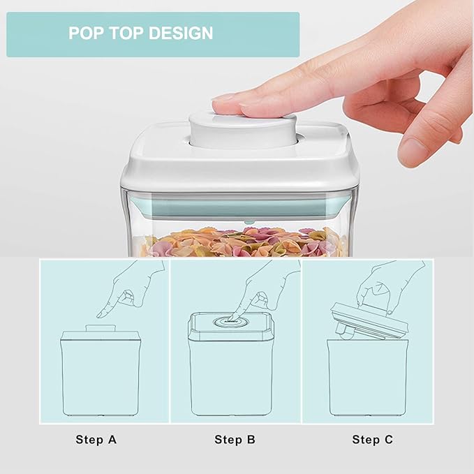 Pop Containers with Lids - Stackable Airtight Food Storage, Kitchen Pantry Storage Containers for Snacks Candy Salt Herbs Spices BPA-Free (0.5qt +1.2qt +1.8qt)*2