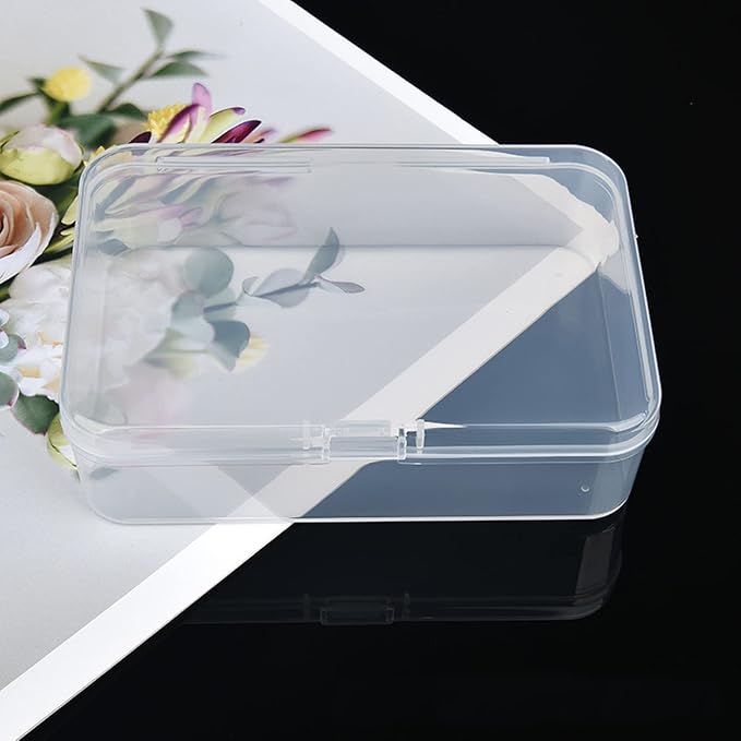 8 Pack Rectangular Clear Plastic Storage Containers Box with Hinged Lid for Beads and Other Small Craft Items (4.92 x 3.35 x 1.38 inch)