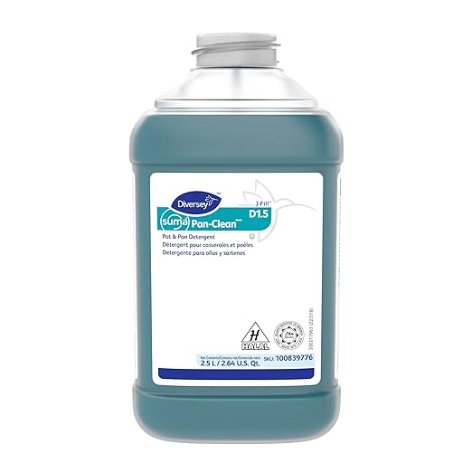 Diversey 100839776 SUMA Pan-Clean D1.5 General Purpose Pot & Pan Detergent, Highly Concentrated Dish Washing Soap with Fresh Floral Scent, J-Fill, 2.5-Liter (Pack of 2)