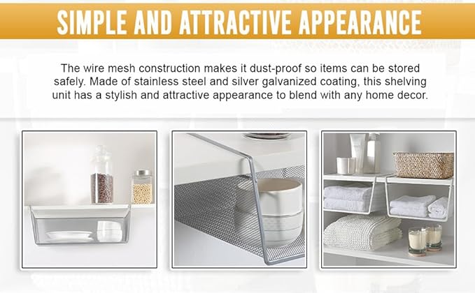 YBM Home Under Shelf Basket (12-Pack) Mesh Stainless Steel Storage Under Cabinet Hanging Basket Rack Maximize Space in Cabinets, Pantry Room, Bathroom, Laundry Room, and More, 1131
