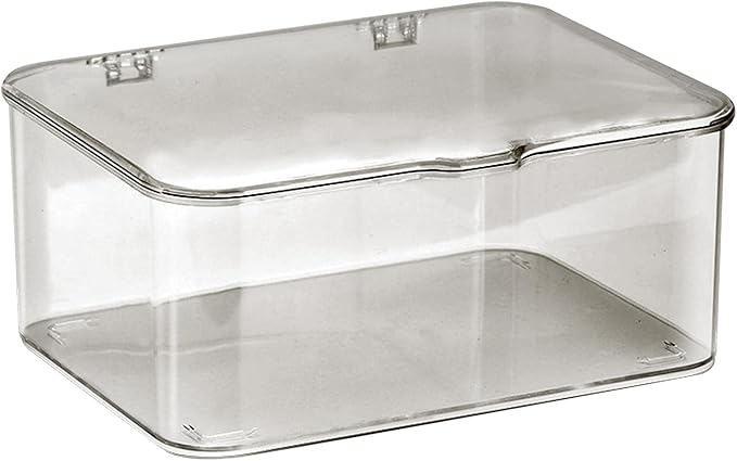 Cyrank Storage Bins with Lids, Clear Plastic Storage Box Stackable Organizer Bin with Lid Small Box Container 8.9x6.5x3.9 in for Home Office Kitchen School Garage Bathroom
