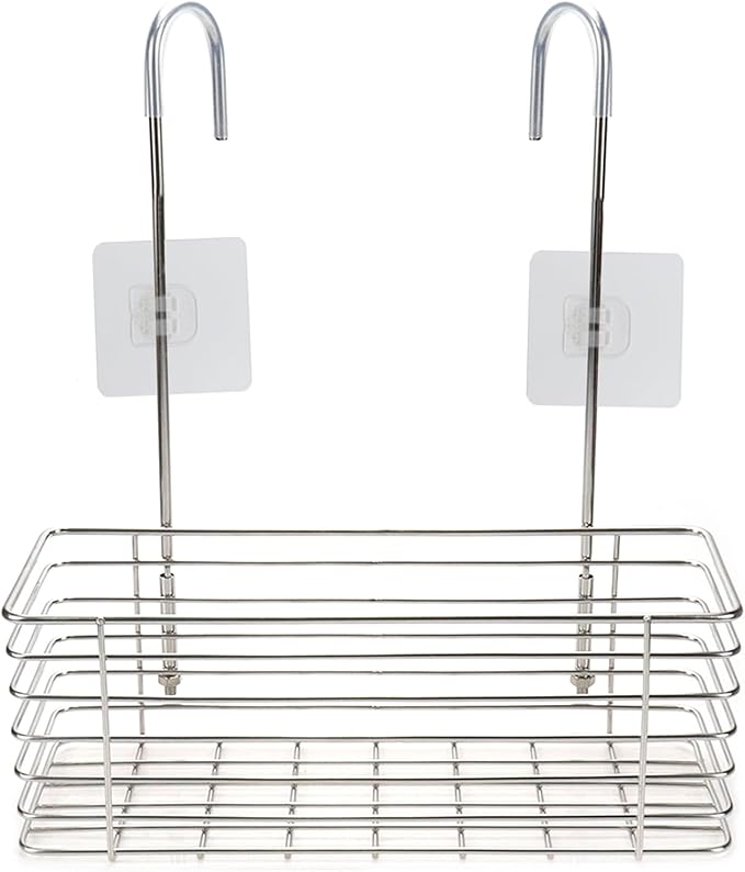 Shower Caddy 1Set Shower Shelf Stainless Steel Hanging No Drilling Bathroom Organizers and Storage for Apartment, Bathroom, Kitchen(Silver)