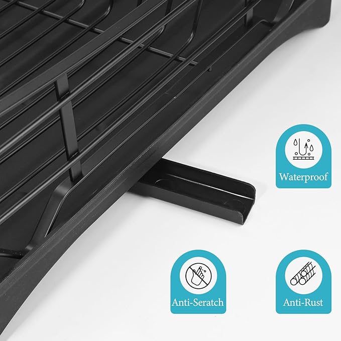 Dish Drying Rack Detachable - Large Capacity Rust Resistant Dish Drying Rack with Cutlery Holder, Kitchen Counter, Sink Organization and Storage Essentials, Home and Apartment Decor,16.53''L x 11.8''W