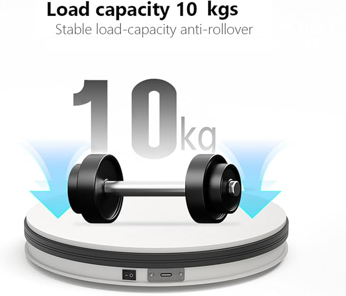 YVV White 13.8in Motorized Rotating Display Stand, 360° Electric Turntable for Photography, Product Display, Jewelry, Models, 22LB Load Capacity, USB Powered Spinning Display Platform